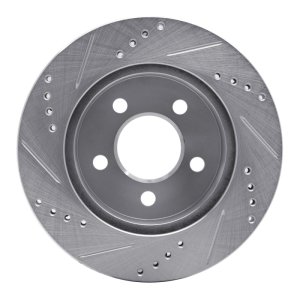 Jeep TJ Brake Rotor (1) - Front Right - R1 Concepts - Drilled & Slotted - Silver - `99-`06